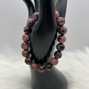 New Rhodonite Elastic Beaded Bracelet 10mm